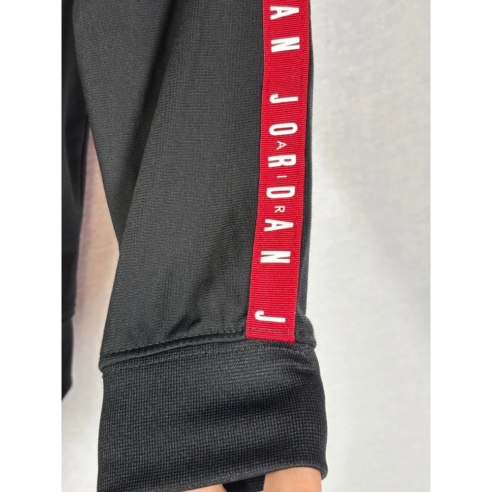 Jordan Kids Black Full Zip Track Jacket Red Tape Logo Jumpman Size 6 5-6Yrs